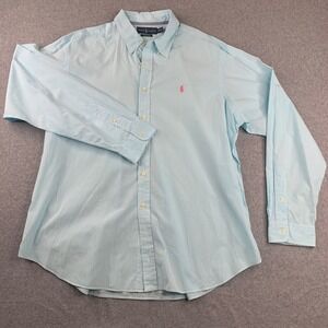 Ralph Lauren Button Down Shirt Mens XXL Blue Striped Classic Fit Long Sleeve
